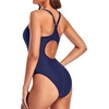 Tempt Me Athletic One Piece Swimsuits for Women | Training, Sport, Racerback, Keyhole, Adjustable straps, Full coverage(Navy Blue)