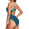 Tempt Me Athletic One Piece Swimsuits for Women | Training, Sport, Racerback, Keyhole, Adjustable straps, Full coverage(Teal and Green)