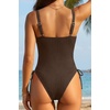 Tempt Me Women Ribbed Swimsuit Tummy Control Bathing Suit 2027 | One piece, Ruched, Adjustable shoulder straps, High cut, Removable cups(Brown)