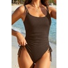 Tempt Me Women Ribbed Swimsuit Tummy Control Bathing Suit 2027 | One piece, Ruched, Adjustable shoulder straps, High cut, Removable cups(Brown)