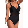 Women Sexy Mesh Cutout One Piece Swimsuit Tummy Control Bathing Suit 2026 | Removable Pads, Adjustable Straps, Crisscross, Twist Front, V Neck, Push Up(Black)