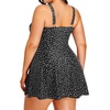Plus Size One Piece Swim Dress Flowy Swimsuits Tummy Control Bathing Suit | Quick Dry,Adjustable Shoulder Straps,Built-in Brief(Black White Dot)