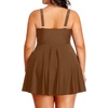 Plus Size One Piece Swim Dress Flowy Swimsuits Tummy Control Bathing Suit | Quick Dry,Adjustable Shoulder Straps,Built-in Brief(Brown)