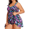 Plus Size One Piece Swim Dress Flowy Swimsuits Tummy Control Bathing Suit | Quick Dry,Adjustable Shoulder Straps,Built-in Brief(Colorful Floral)