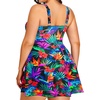 Plus Size One Piece Swim Dress Flowy Swimsuits Tummy Control Bathing Suit | Quick Dry,Adjustable Shoulder Straps,Built-in Brief(Colorful Leaves 2)