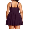 Plus Size One Piece Swim Dress Flowy Swimsuits Tummy Control Bathing Suit | Quick Dry,Adjustable Shoulder Straps,Built-in Brief(Dark Purple)