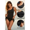 Tempt Me Women One Piece Swim Dress One Shoulder Swimsuit | Tummy control, Skirted bottom, Adjustable shoulder straps, Removable bra(Black)