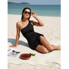 Tempt Me Women One Piece Swim Dress One Shoulder Swimsuit | Tummy control, Skirted bottom, Adjustable shoulder straps, Removable bra(Black)