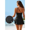 Tempt Me Women One Piece Swim Dress One Shoulder Swimsuit | Tummy control, Skirted bottom, Adjustable shoulder straps, Removable bra(Black)
