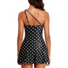Tempt Me Women One Piece Swim Dress One Shoulder Swimsuit | Tummy control, Skirted bottom, Adjustable shoulder straps, Removable bra(Black Polka Dot)