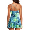 Tempt Me Women One Piece Swim Dress One Shoulder Swimsuit | Tummy control, Skirted bottom, Adjustable shoulder straps, Removable bra(Blue Leaves)