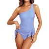 Tempt Me Women One Piece Swim Dress One Shoulder Swimsuit | Tummy control, Skirted bottom, Adjustable shoulder straps, Removable bra(Blue Striped)