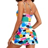 Tempt Me Women One Piece Swim Dress One Shoulder Swimsuit | Tummy control, Skirted bottom, Adjustable shoulder straps, Removable bra(Color Block)