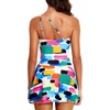 Tempt Me Women One Piece Swim Dress One Shoulder Swimsuit | Tummy control, Skirted bottom, Adjustable shoulder straps, Removable bra(Color Block)