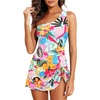 Tempt Me Women One Piece Swim Dress One Shoulder Swimsuit | Tummy control, Skirted bottom, Adjustable shoulder straps, Removable bra(Colorful Floral-scalloped)
