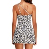 Tempt Me Women One Piece Swim Dress One Shoulder Swimsuit | Tummy control, Skirted bottom, Adjustable shoulder straps, Removable bra(Leopard)