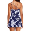 Tempt Me Women One Piece Swim Dress One Shoulder Swimsuit | Tummy control, Skirted bottom, Adjustable shoulder straps, Removable bra(Navy White Flower)