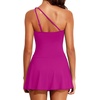 Tempt Me Women One Piece Swim Dress One Shoulder Swimsuit | Tummy control, Skirted bottom, Adjustable shoulder straps, Removable bra(Pink Purple)