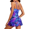 Tempt Me Women One Piece Swim Dress One Shoulder Swimsuit | Tummy control, Skirted bottom, Adjustable shoulder straps, Removable bra(Purple Leaves)