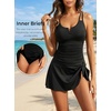 Tempt Me Women Swim Dress Tummy Control One Piece Swimsuits with Skirt(Black)