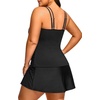 Women Plus Size Tankini with Swim Skirt Tummy Control Two Piece Swimsuits(Black)