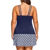 Women Plus Size Tankini with Swim Skirt Tummy Control Two Piece Swimsuits(Navy Geometric)