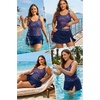 Women Plus Size Tankini with Swim Skirt Tummy Control Two Piece Swimsuits(Starry Sky)