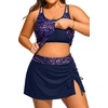 Women Plus Size Tankini with Swim Skirt Tummy Control Two Piece Swimsuits(Starry Sky)