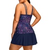 Women Plus Size Tankini with Swim Skirt Tummy Control Two Piece Swimsuits(Starry Sky)