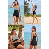 Women Tankini Swimsuits with Shorts Two Piece Tummy Control Bathing Suits(Black Stripe)