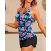 Women Tankini Swimsuits with Shorts Two Piece Tummy Control Bathing Suits(Colorful Floral)
