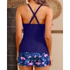 Women Tankini Swimsuits with Shorts Two Piece Tummy Control Bathing Suits(Flamingo)