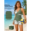 Women Tankini Swimsuits with Shorts Two Piece Tummy Control Bathing Suits(Palm Print Green)