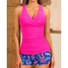 Women Tankini Swimsuits with Shorts Two Piece Tummy Control Bathing Suits(Pink Paisley)