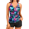 Women Tankini Swimsuits with Shorts Two Piece Tummy Control Bathing Suits(Colorful Floral)