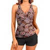 Women Tankini Swimsuits with Shorts Two Piece Tummy Control Bathing Suits(Mandala)