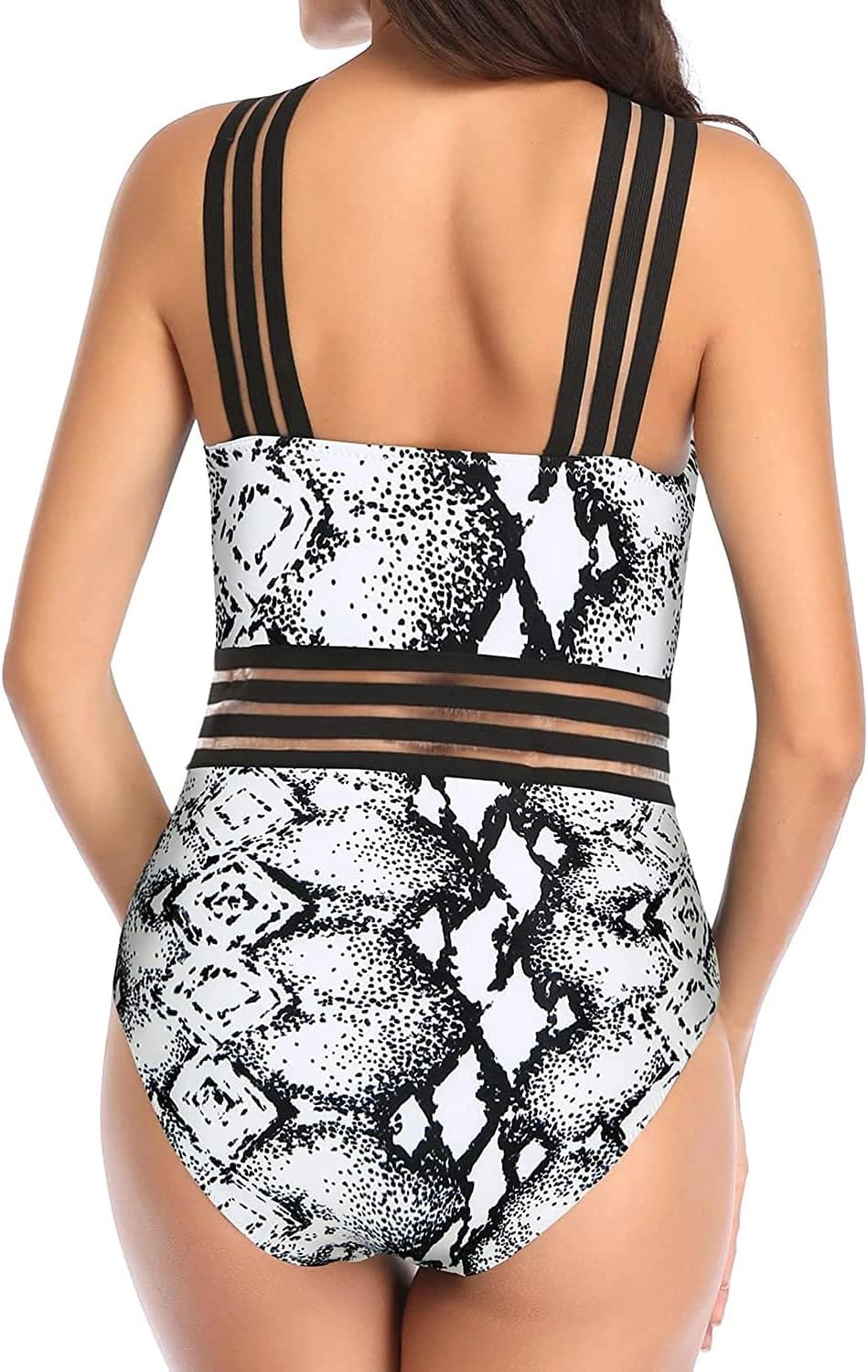 image:imageTempt Me Women Crisscross One Piece SwimsuitBlack and White