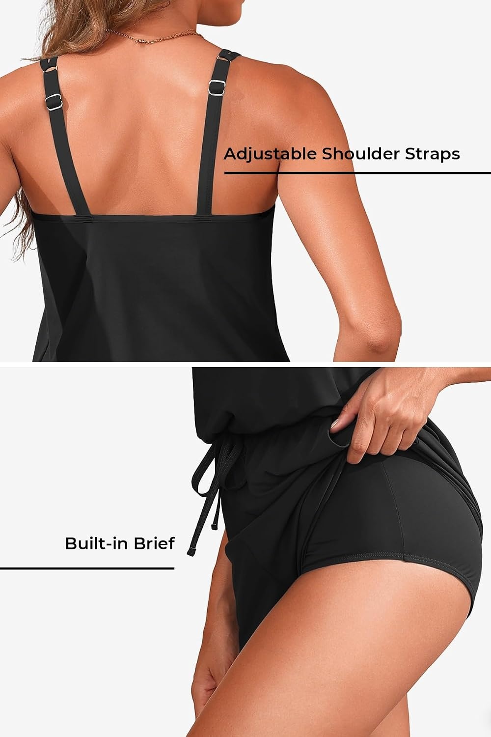 image:imageTempt Me Women Romper Swimsuit One Piece Bathing Suits with ShortsBlack
