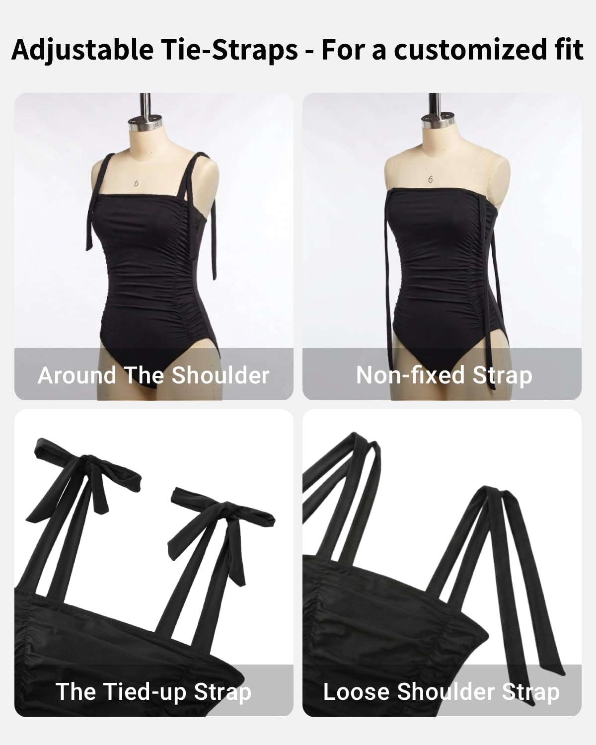 image:imageWomen One Piece Swimsuits Ruched Slimming Bathing Suits Vintage SwimwearBlack