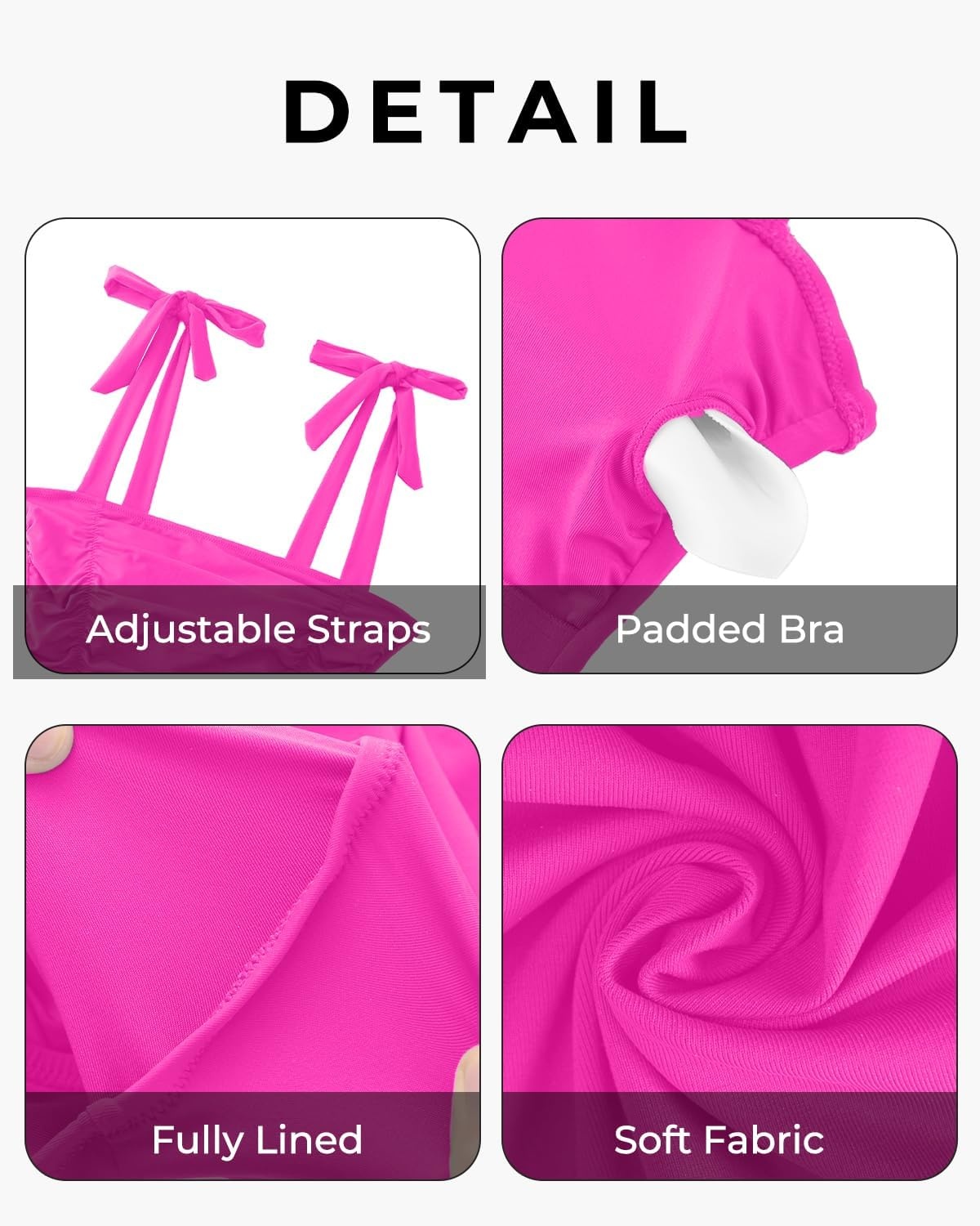 image:imageWomen One Piece Swimsuits Ruched Slimming Bathing Suits Vintage SwimwearHot Pink