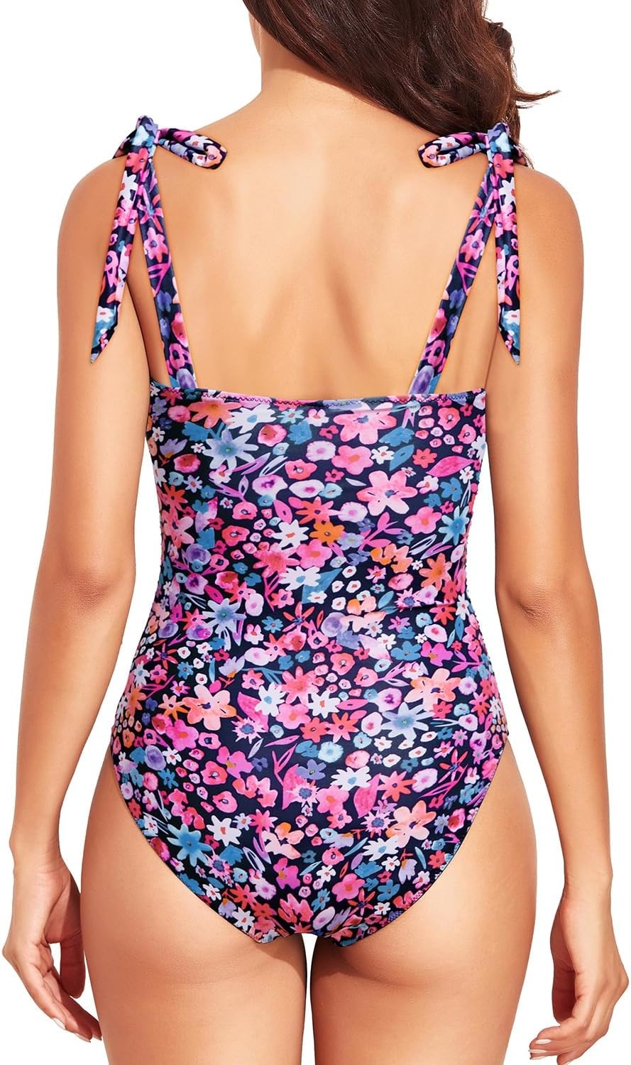 image:imageWomen One Piece Swimsuits Ruched Slimming Bathing Suits Vintage SwimwearPink Floral