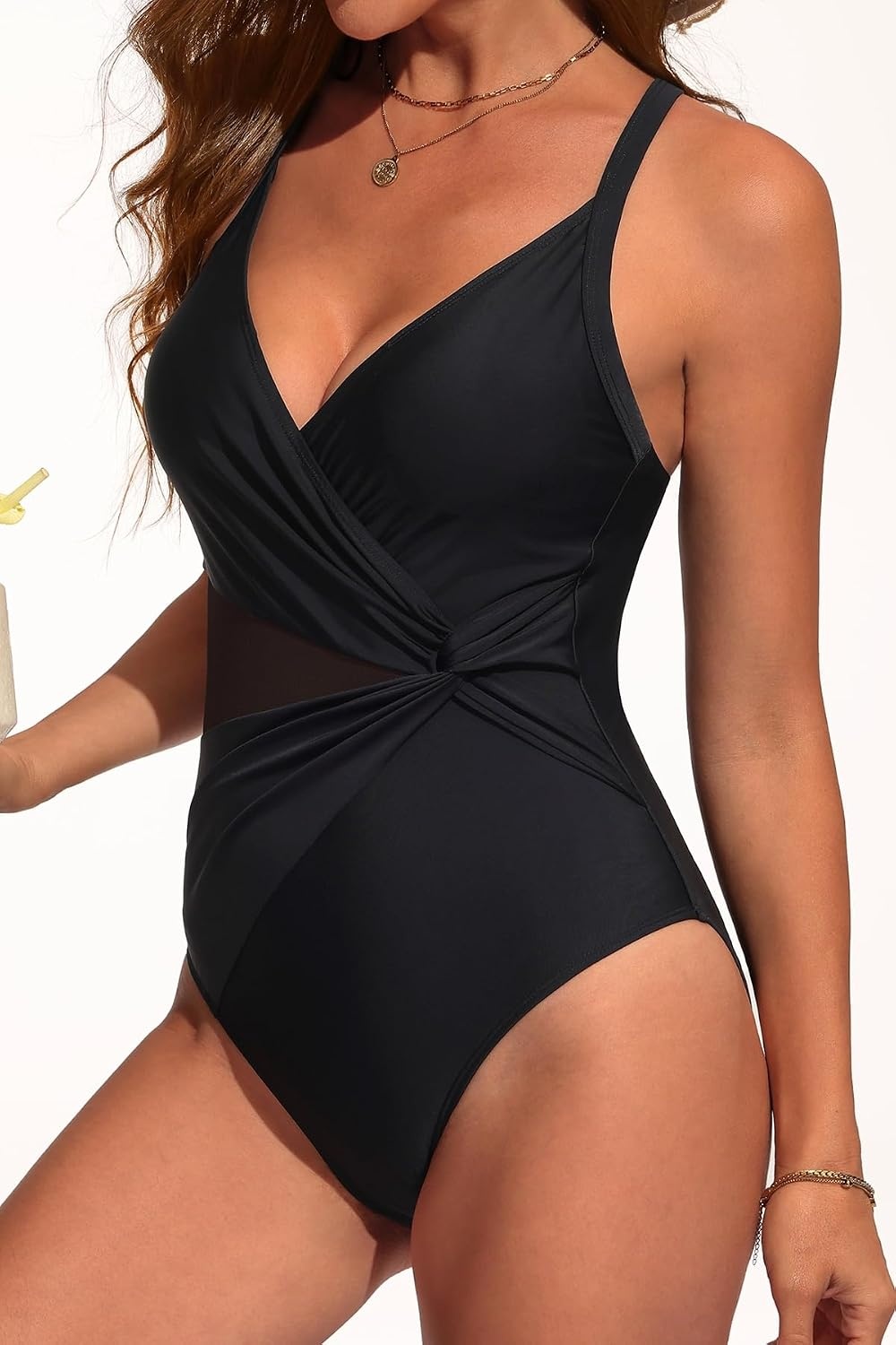 image:imageWomen Sexy Mesh Cutout One Piece Swimsuit Tummy Control Bathing Suit 2026Black