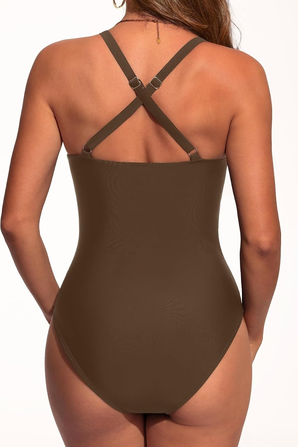 image:imageWomen Sexy Mesh Cutout One Piece Swimsuit Tummy Control Bathing Suit 2026Brown