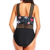 Tempt Me Women Crisscross One Piece Swimsuit(Black Floral)