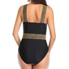 Tempt Me Women Crisscross One Piece Swimsuit(Black Gold)