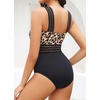 Tempt Me Women Crisscross One Piece Swimsuit(Black Leopard)