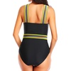 Tempt Me Women Crisscross One Piece Swimsuit(Black Yellow)