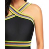 Tempt Me Women Crisscross One Piece Swimsuit(Black Yellow)