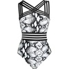 Tempt Me Women Crisscross One Piece Swimsuit(Black and White)