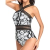 Tempt Me Women Crisscross One Piece Swimsuit(Black and White)